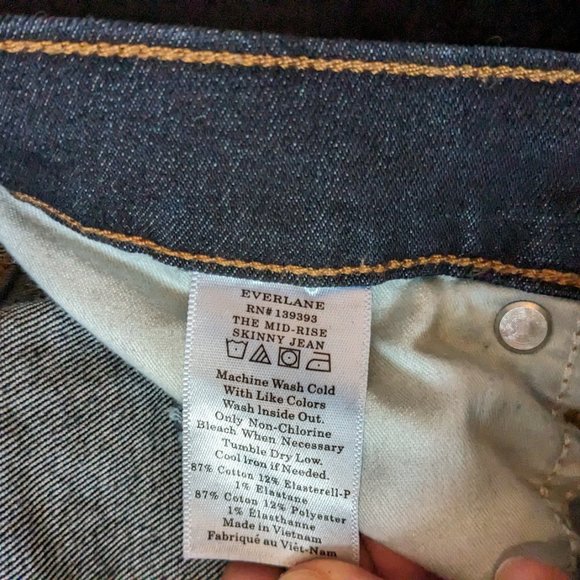Everlane Authentic Stretch Mid-Rise Skinny Jeans Size 26 Deep Indigo Wash - Picture 6 of 8
